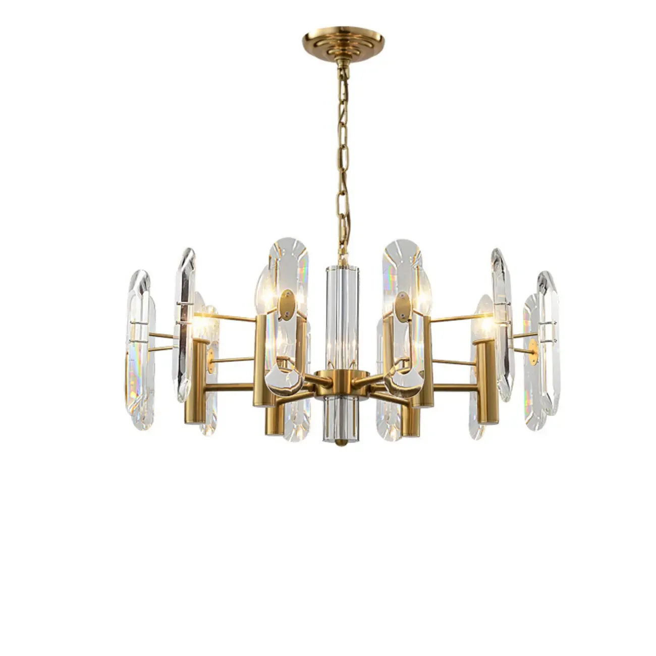 Geometric Gold Metal Clear Crystal Sputnik Chandelier