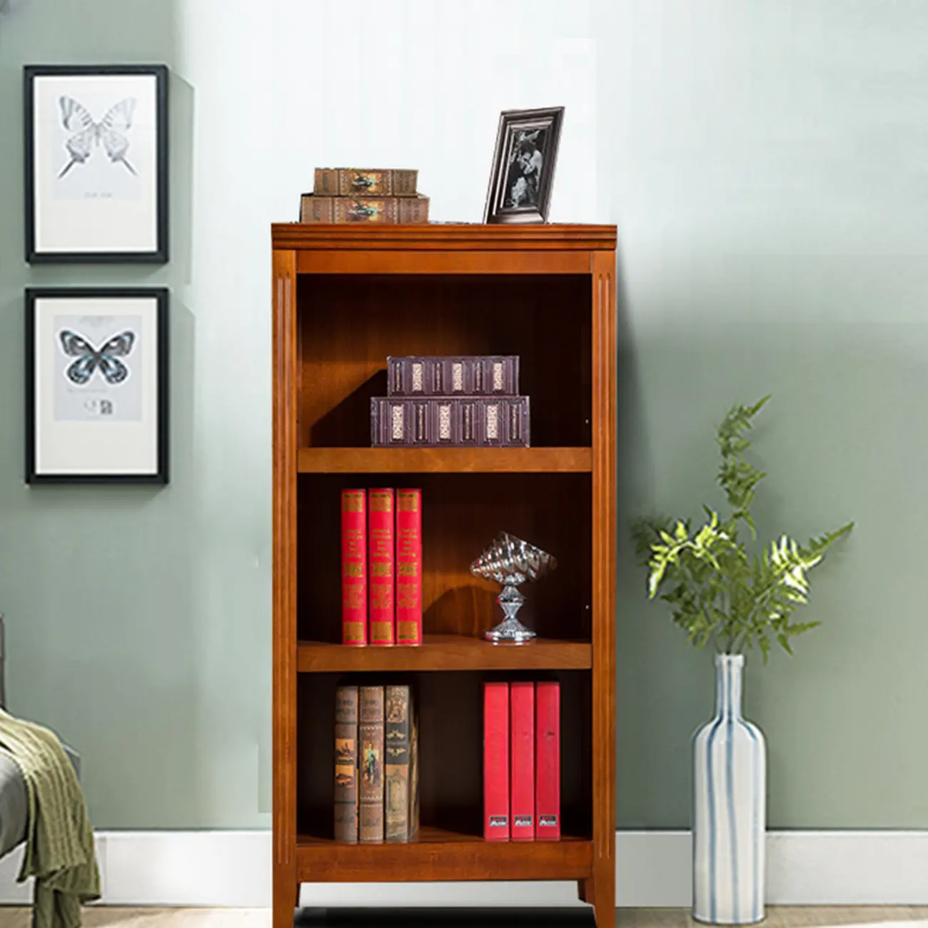 Classic Birch Wood 5-Tier Vertical Barrister Bookcase