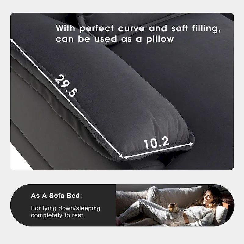 6-seat Upholstered Symmetrical Sofa Furniture U-shaped Sectional Sofa with Waist Pillows