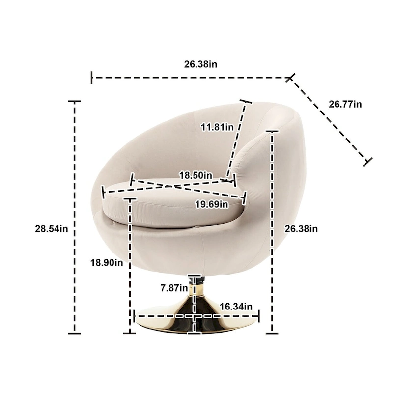 HOMEFUN Velvet 360 Degree Swivel Cuddle Barrel Accent Chairsset of 2