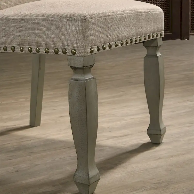 Antique Gray Finish Upholstered Nailhead Dining Chair,Set of 2