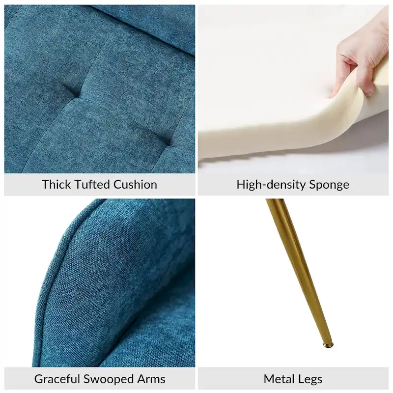 Luis Modern Upholstered Low Back Bench with Sturdy Golden Metal Tapered Leg by HULALA HOME