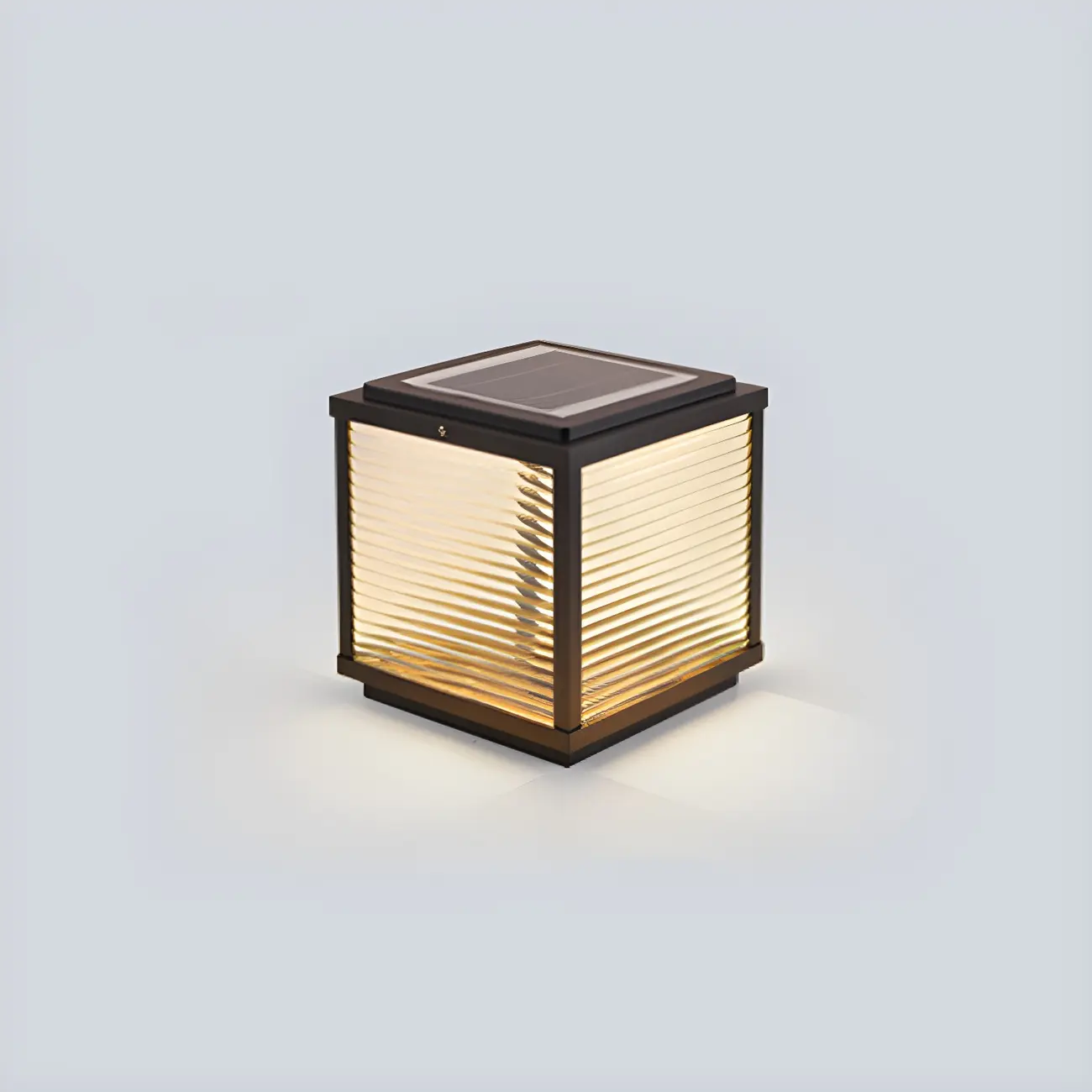 2-Color LED Black Cube Solar Outdoor Post Light