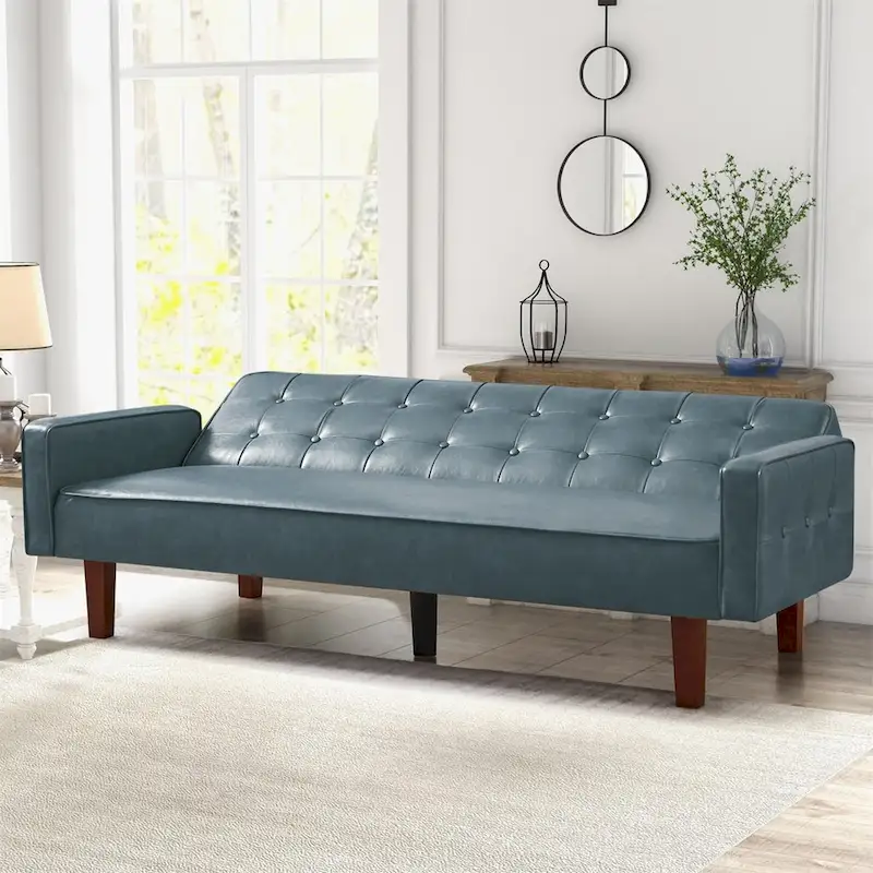 Sofa Bed Couch Faux Leather Loveseat Sofa Convertible Modern Futon Couch Small Sleeper Futons Bed