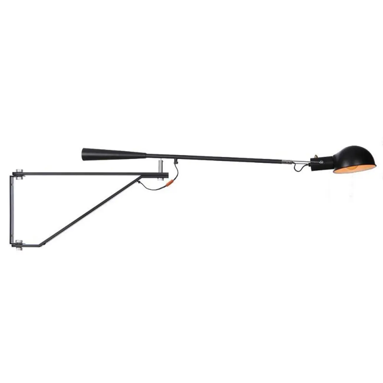 Modern Black Metal Long Arm Swing Wall Light