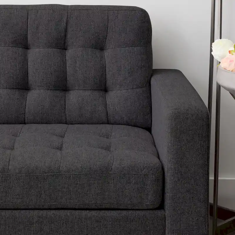 Brookside Brynn 76-in. Square-arm Faux Leather/Velvet/Fabric Sofa