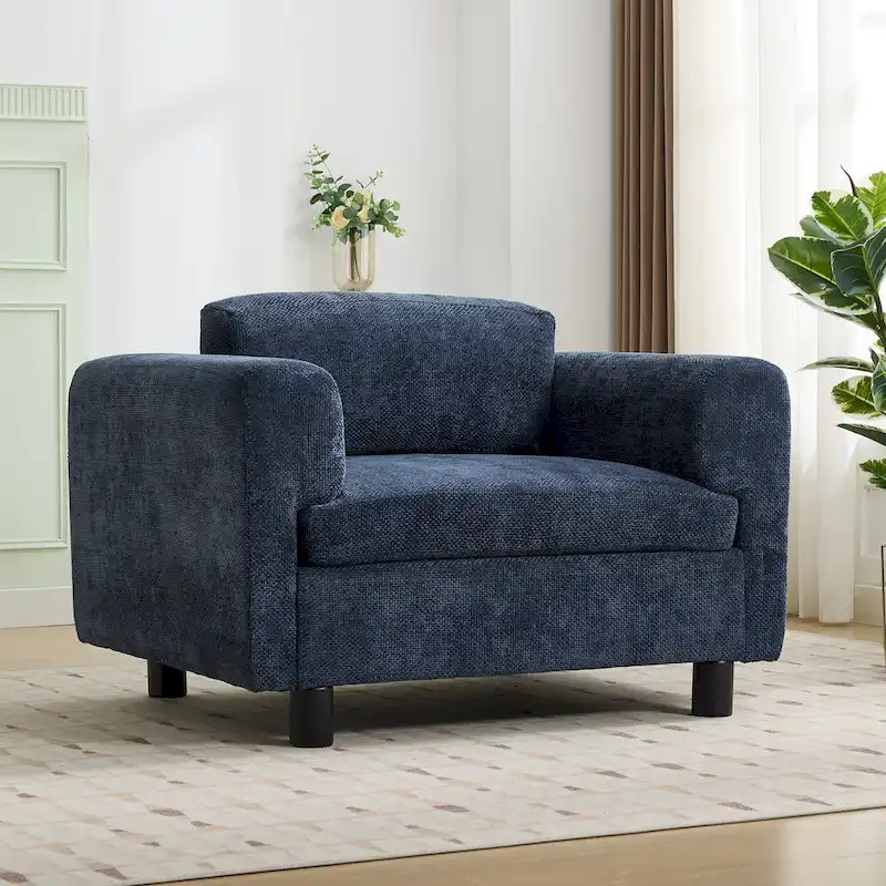 45.5 Woven Velvet Fabric Accent Chair with High-Density Cushion