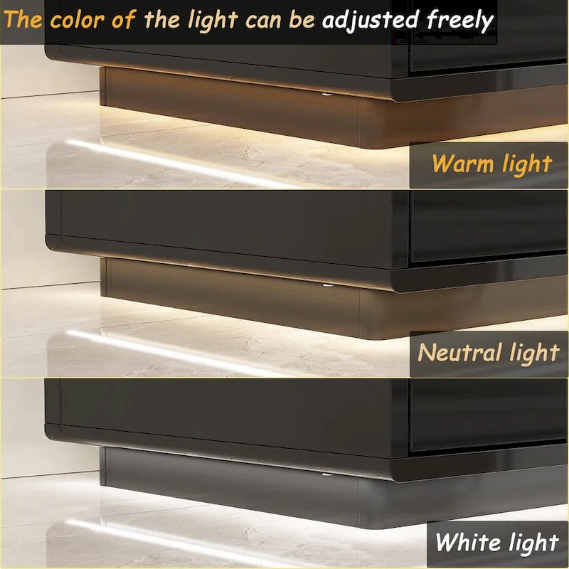 Illuminated White High Gloss Television Entertainment Center Console