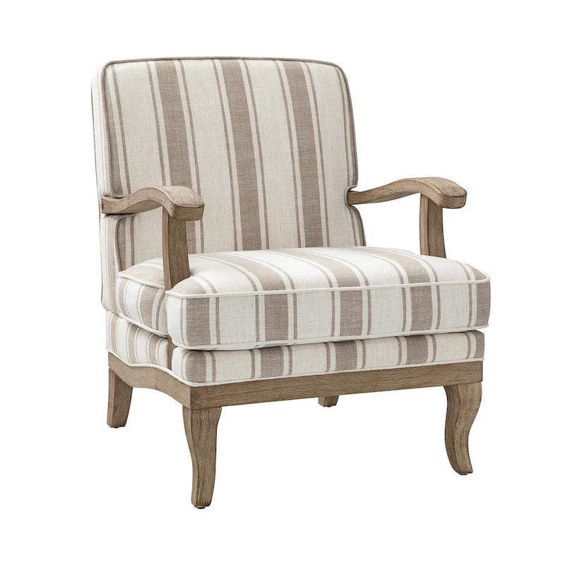 Rinaldo Farmhouse Polyester Armchair with Solid Wood Legs by HULALA HOME