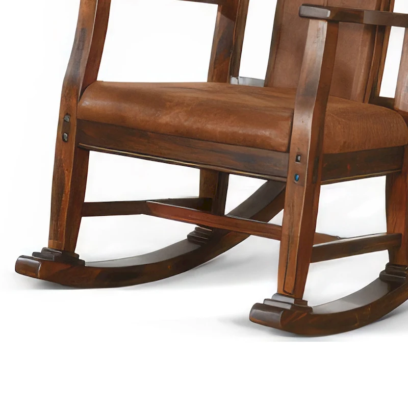 Odel Rocking Chair, Faux Leather Seat and Back, Dark Chocolate Brown