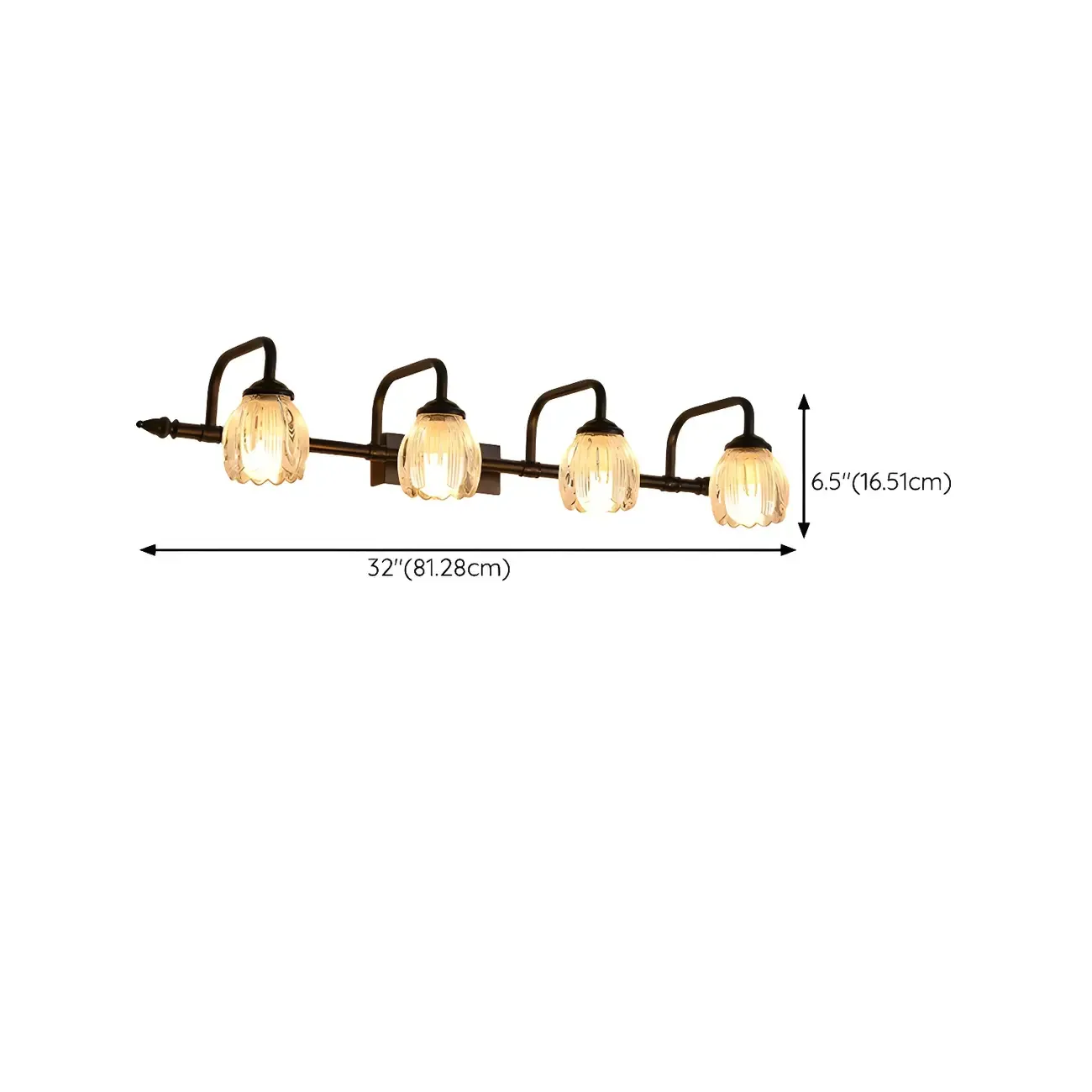 Elegant 3 heads Black Metal Wall Lamp with Crystal Globe