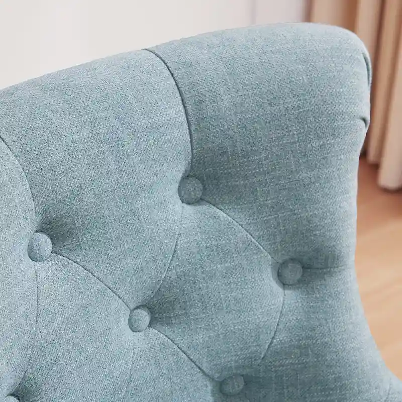 Office Chair with Wheels, Adjustable Height, Linen Fabric Upholstered Computer Desk Chair Swivel