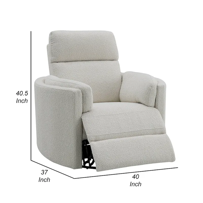 Siri Swivel Glider Recliner Chair, Plush Beige Boucle, Soft Cushioned