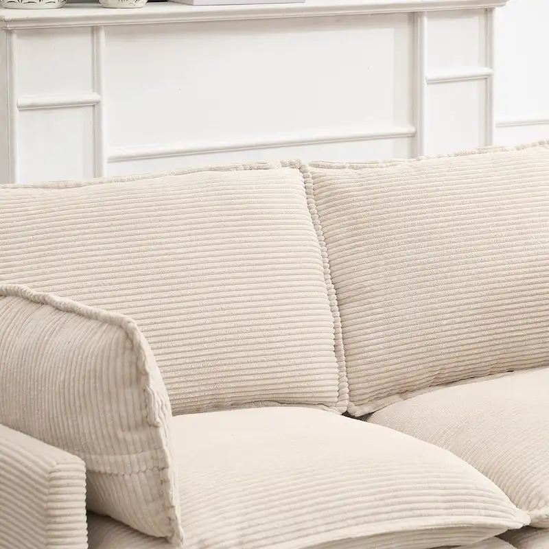 102 Velvet U-Shaped Sectional Sofa with Ottoman & Lumbar Pillows