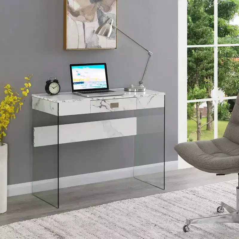 36 Breighton Home Uptown Glass Desk with Drawer