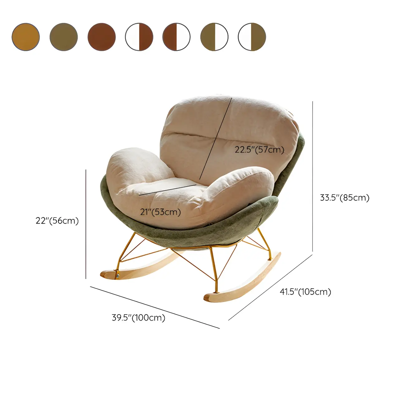 Modern Velvet Upholstered Rocking Chair with Wood Legs
