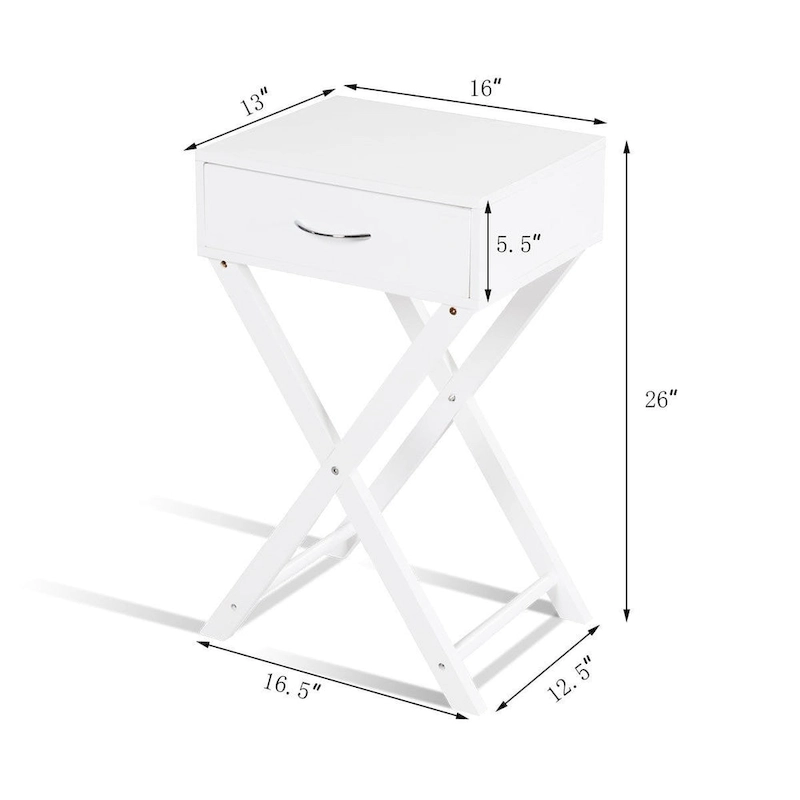 Costway 2 PCS Nightstand X-Shape Drawer Accent side End Table Modern
