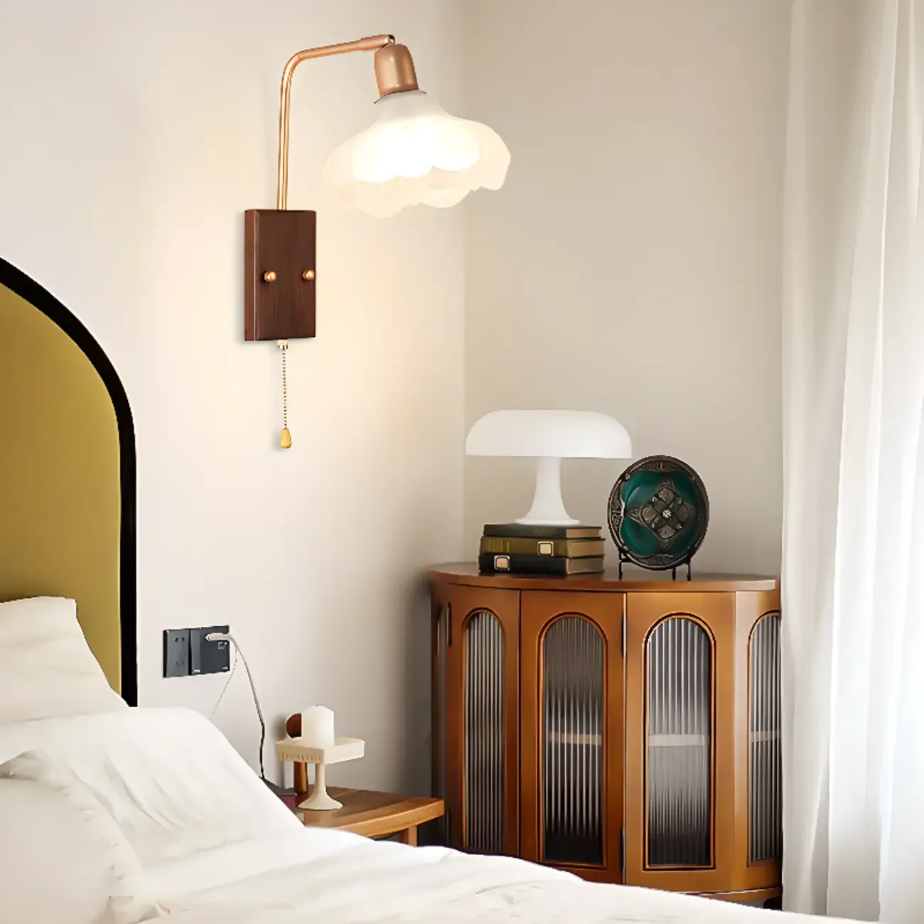 Elegant Swing Arm Wall Mount Light with Pull Chain Switch