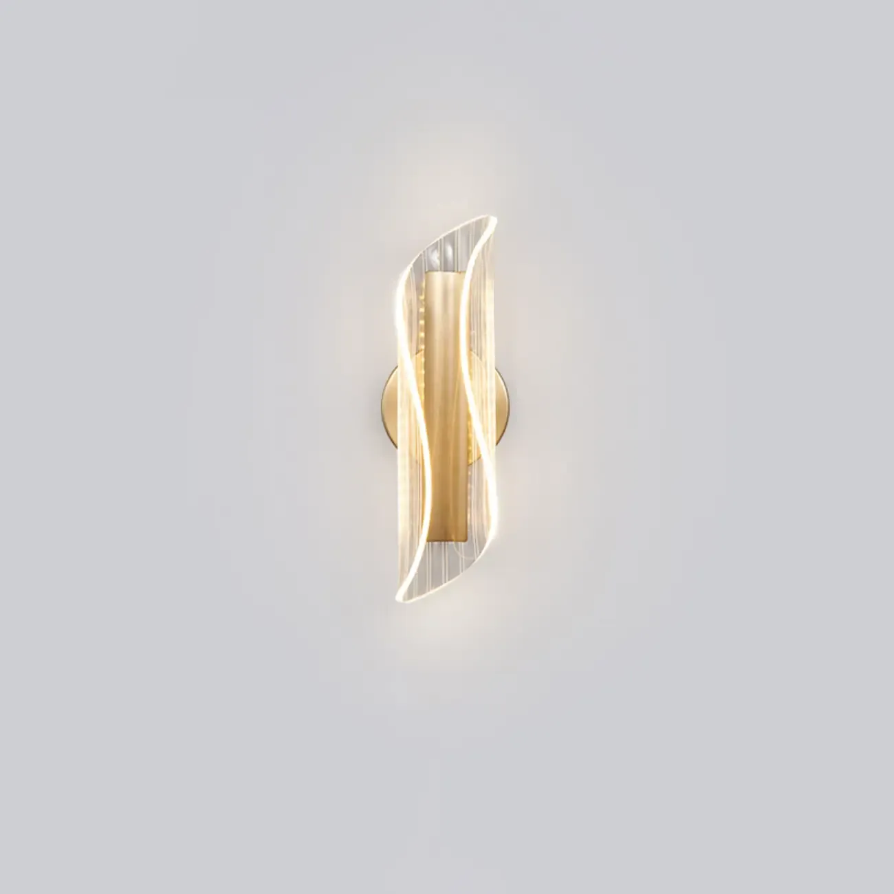 Art Deco Gold Metal and Acrylic LED Wall Sconce