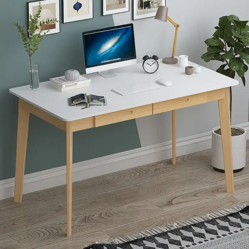 Kerrogee 47.2 Wood Computer Desk with 2 Drawers - 4 Colors