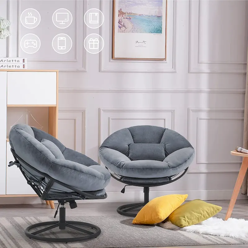 MCombo Gas Lift Swivel Papasan Chair with Height Adjustment, Velvet HQ405