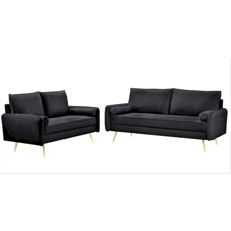 Mid-Century Modern Velvet 2-Piece Living Room Set