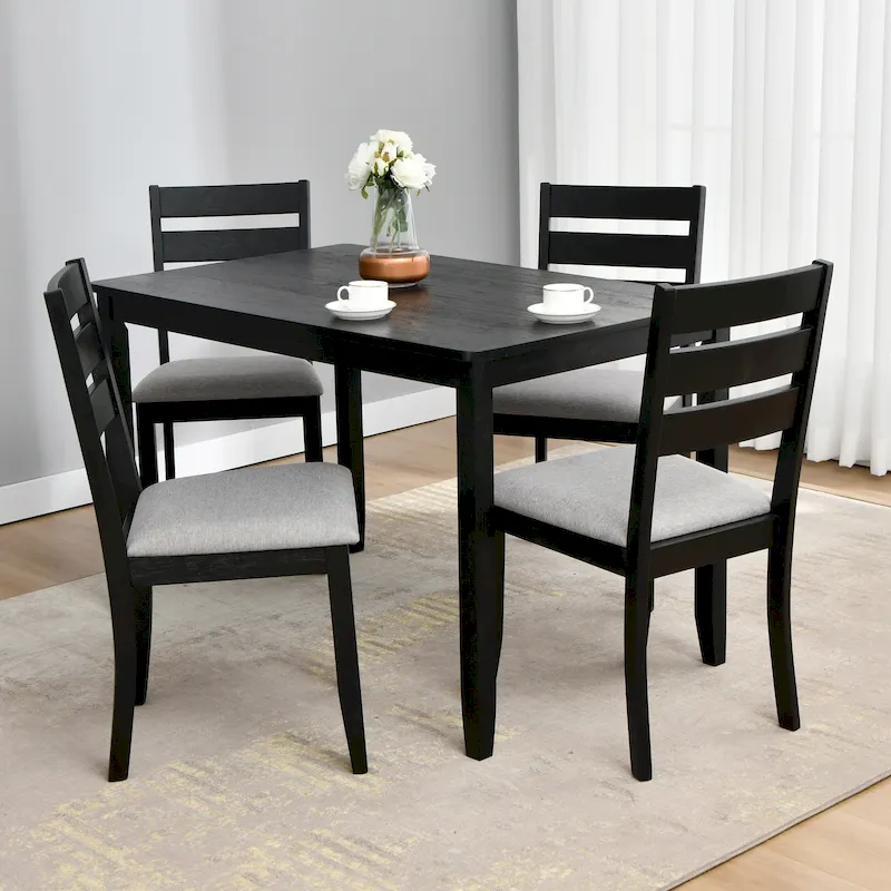 Slat Back Wood Dining Chairs Set of 4