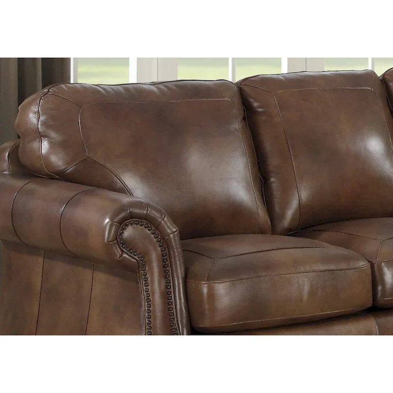 Sterling Cognac Brown Italian Leather Sofa, Loveseat and Chair Set