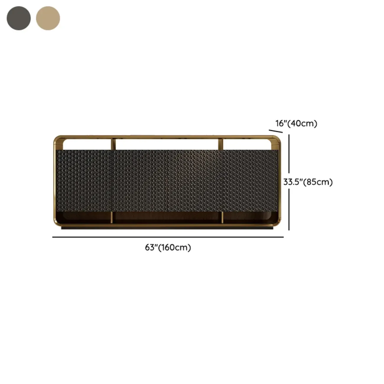 Glam Metal and Wood Sideboard with Shelves