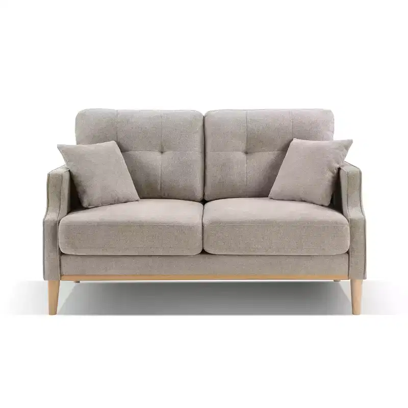 GDFStudio Camain 56.7 Waterproof Button Tufted 2 Seater Sofa with Wood Legs