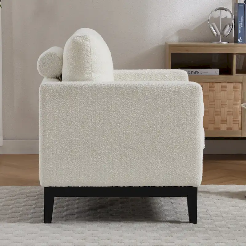 35.4W Modern Reading Chair,Upholstered Accent Chair with Pillows and Wood Legs