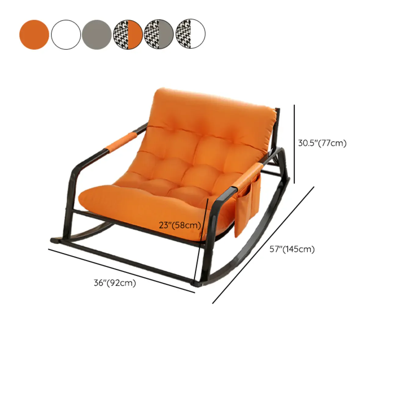 Modern 2 Seat Upholstered Rocking Chair with Track Arms
