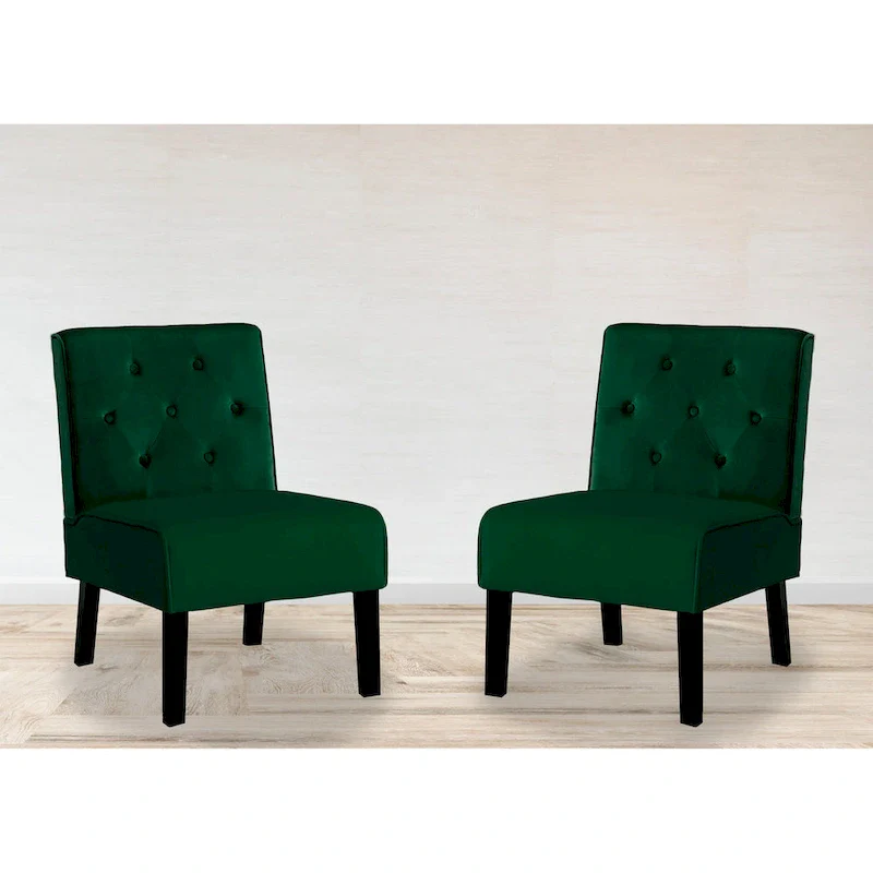 US Pride Nixon Velvet Tufted Back Accent Chair Set of 2