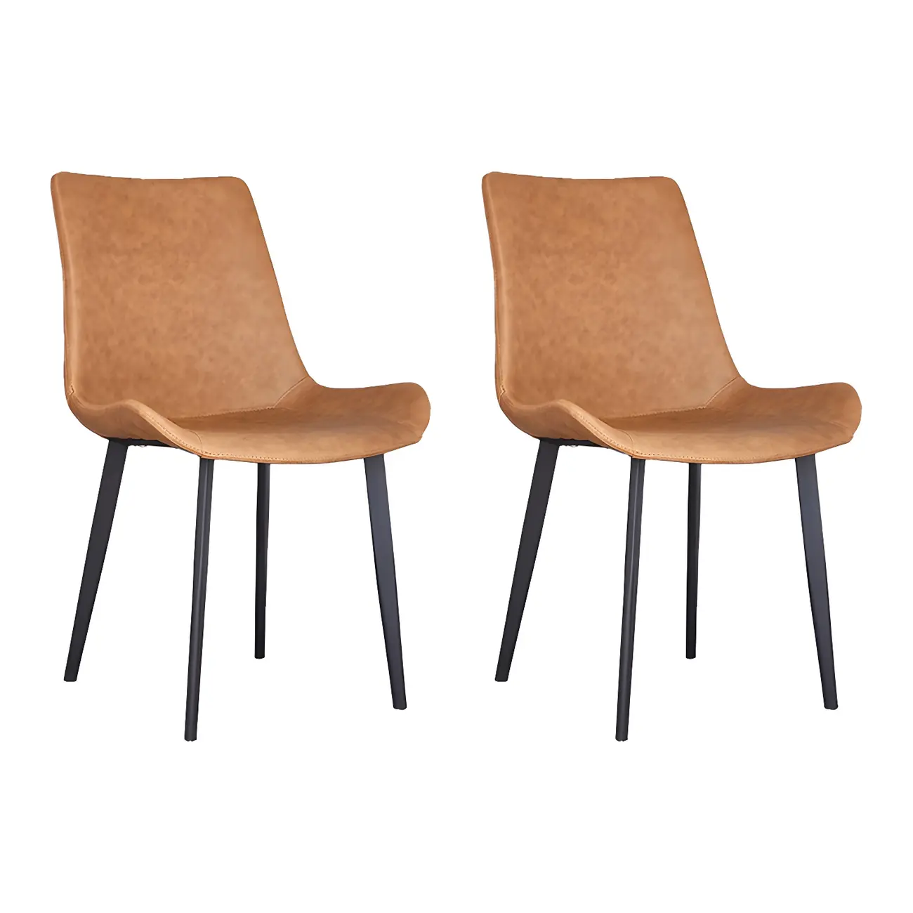 Industrial Modern Dining Chairs Set of 2 with Leather Upholstery
