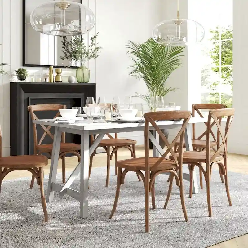 Solid Wood Commercial Grade Trestle Base Dining Table