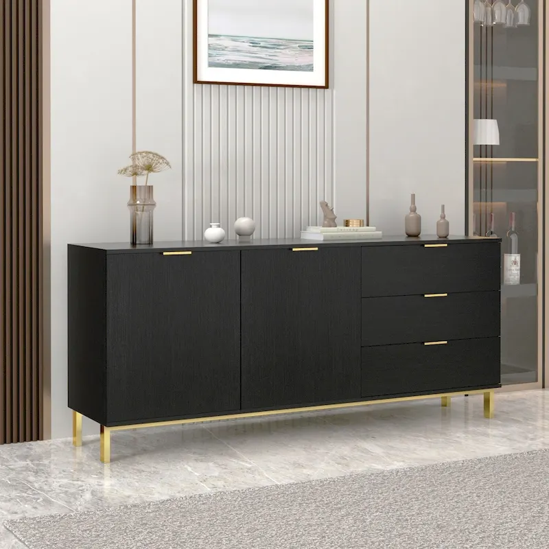 Timechee Buffet Sideboard Credenza Console with 3 Drawers