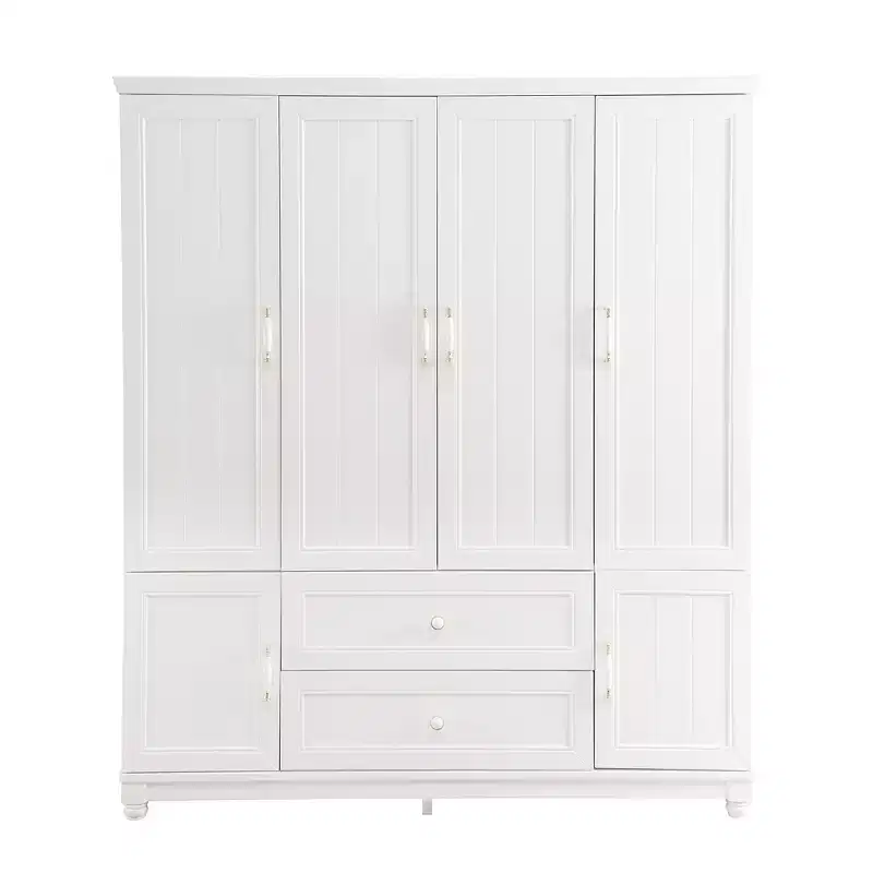 White 4-Door Wardrobe with 2 Drawers - Adult Use