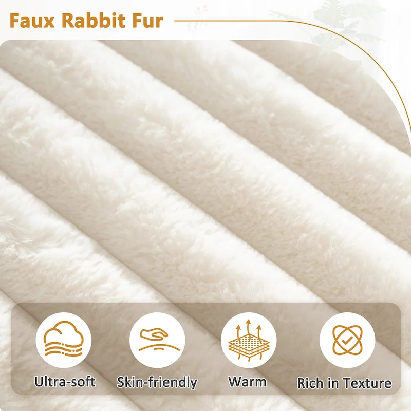 110 Faux Fur Cloud 3-Seater sat L-Shaped Sectional Sofa with Two Included Throw Pillows