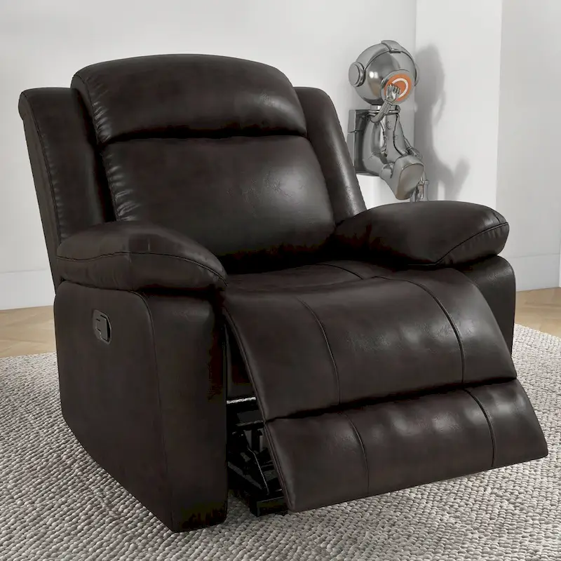 Manual Recliner Chair with Overstuffed Arm and Back