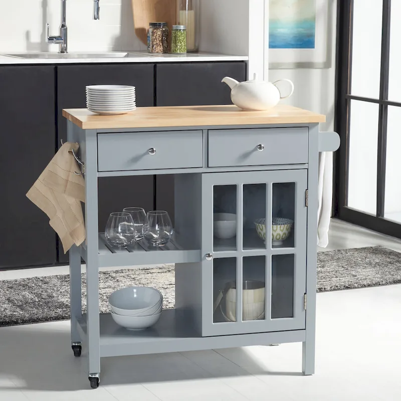 Fawn 1-Door 2-Drawer 2-Shelf Kitchen Cart - 33.5 W x 16.9 L x 35 H - 33Wx17Dx35H