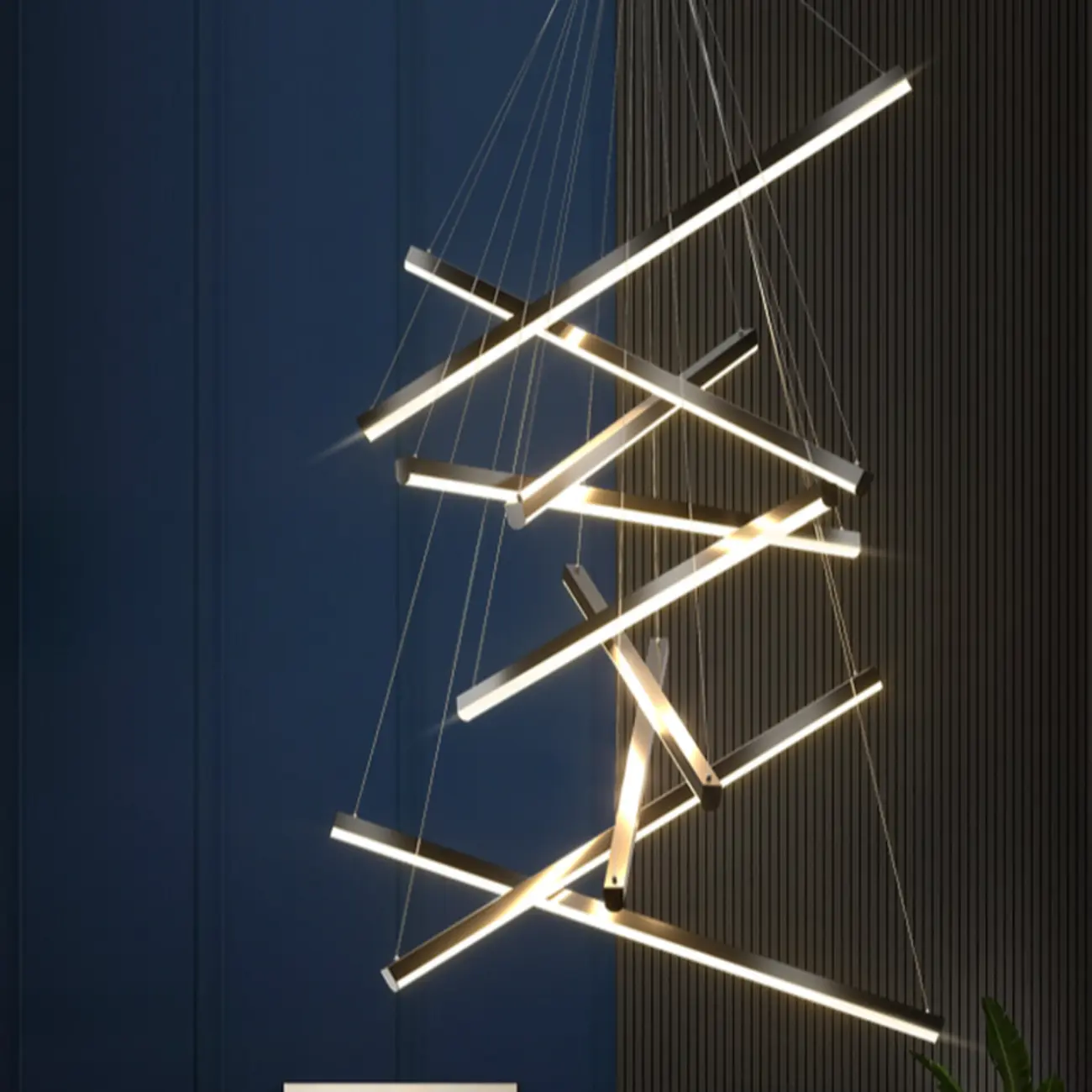 Modern Geometric Linear Sputnik Chandelier