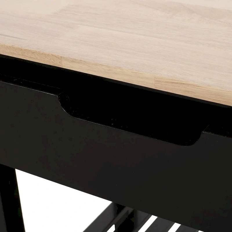 Compact Wooden Kitchen Cart with Wheels Shelves and Drawer