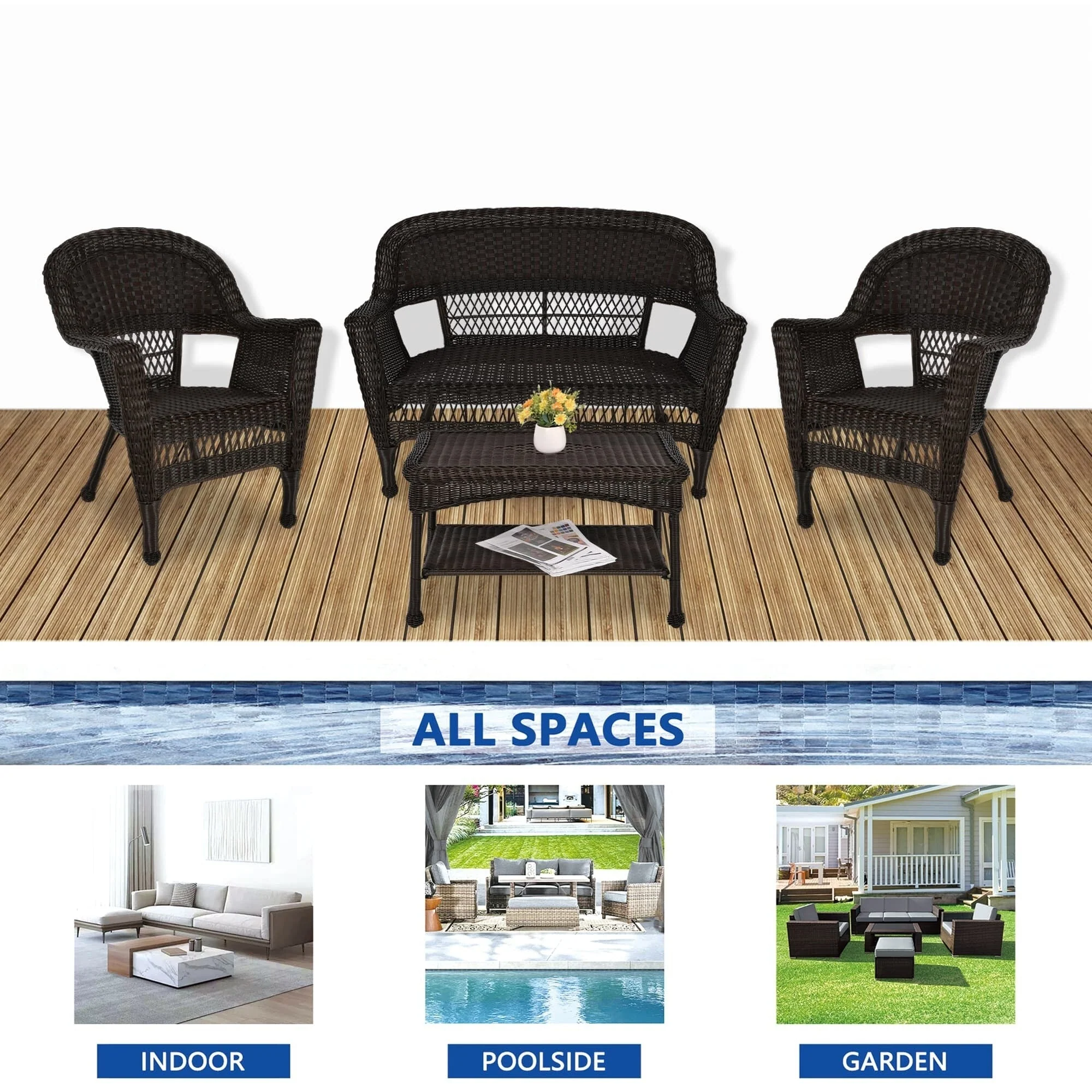 Wicker Patio 4-piece Conversation Set