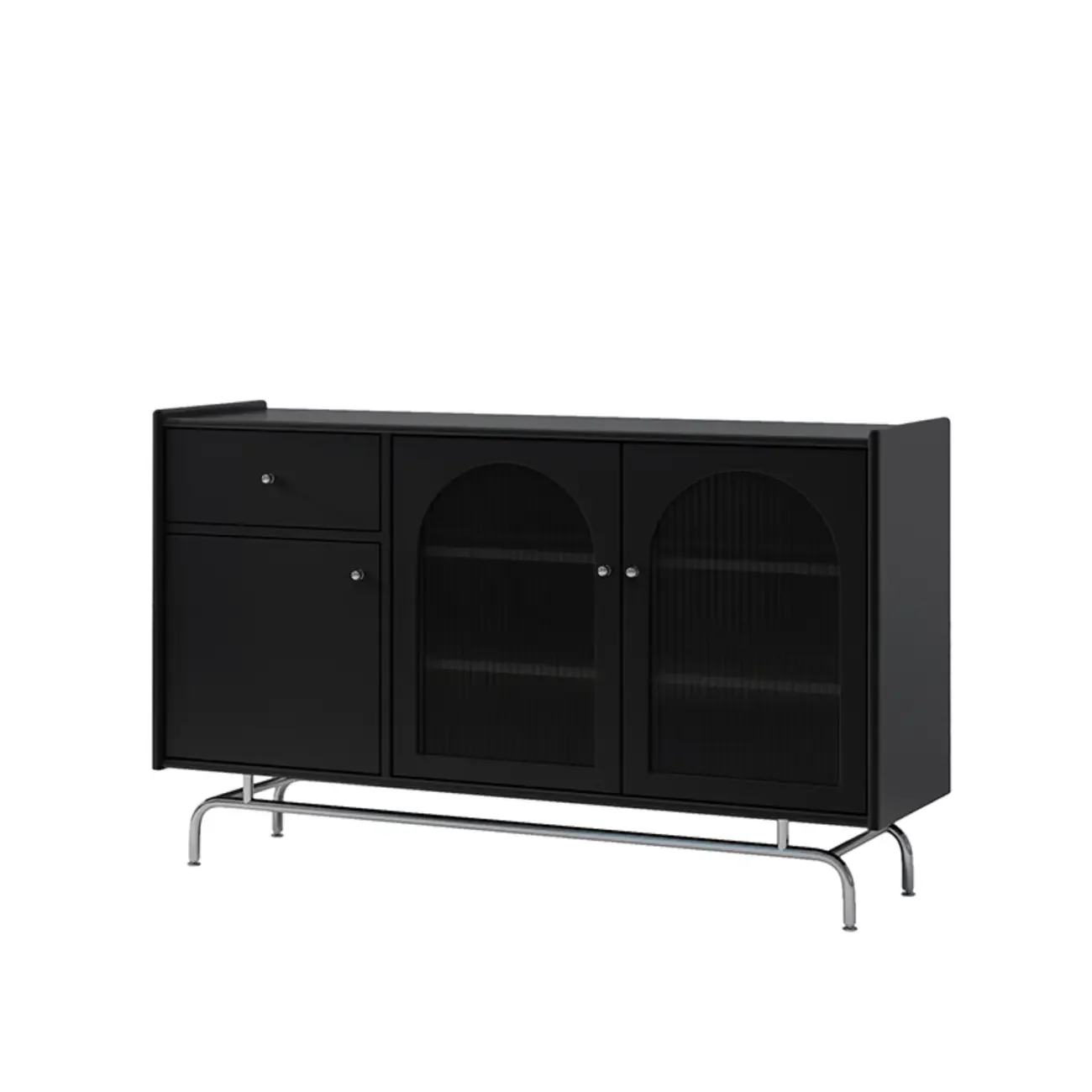 Modern Ink Wood Metal Base Rattan Cabinet for Living Room
