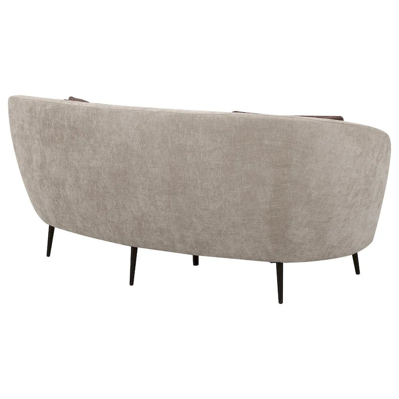 84-Inch Curved Loveseat in Beige with 2 Accent Pillows