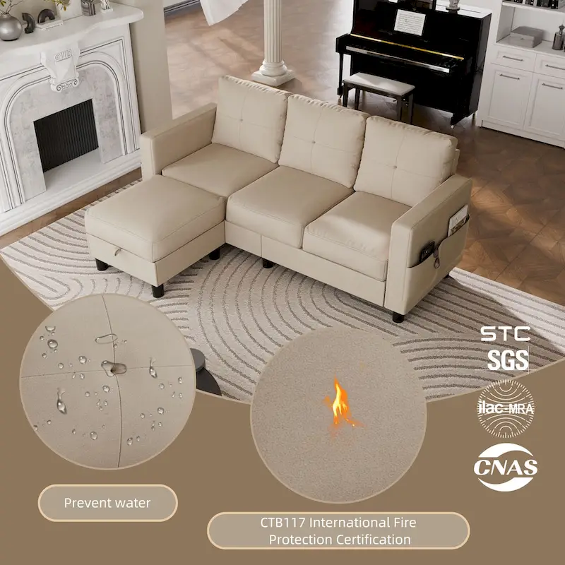 L-Shaped Sectional Sofa (With Interchangeable Chaise)