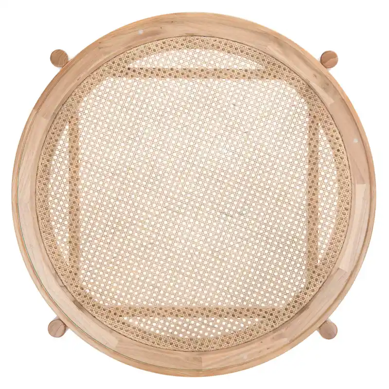 SAFAVIEH Couture Falak 2-Tier Rattan/Glass Coffee Table - 35 In. W x 35 In. D x 18 In. H - 35W x 35D x 18H