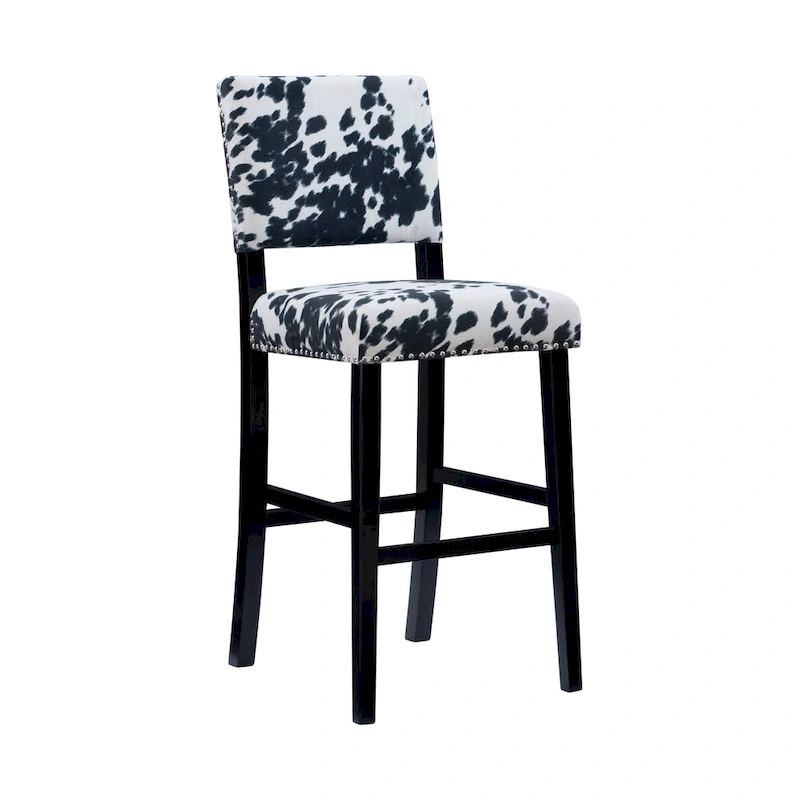 Lemont Black Cow-print Bar Stool