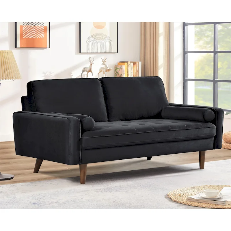 Monahan 58W Wood Frame Velvet Tufted Sofa