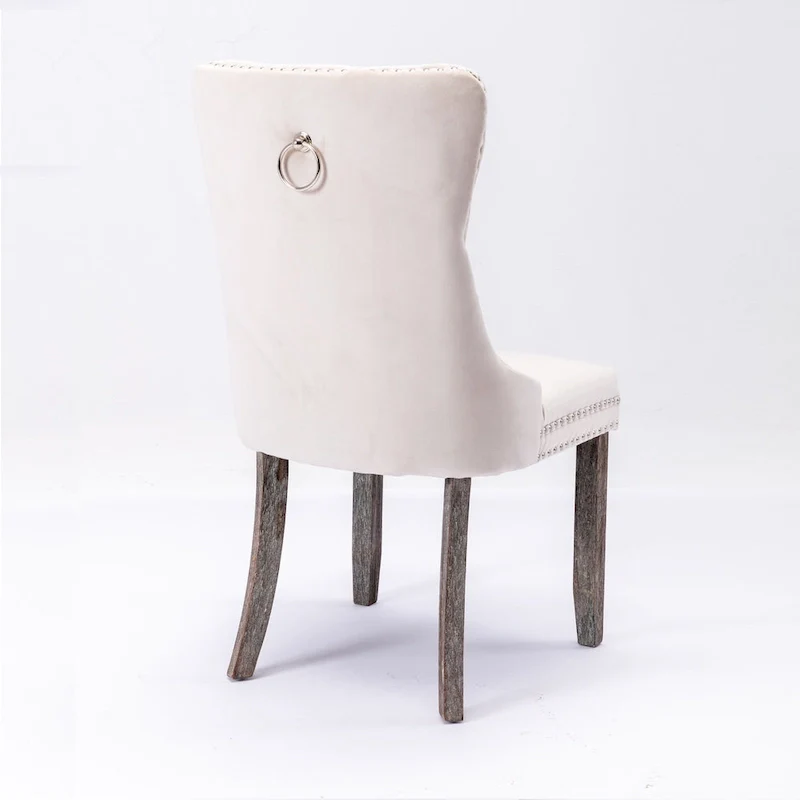 Modern Velvet Upholstered Dining Chair with Wood Legs,Set of 2